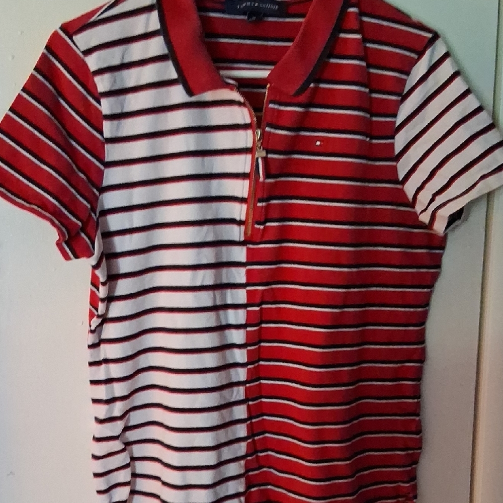 Tommy Hilfiger Kids Polo in Red and White Stripes
